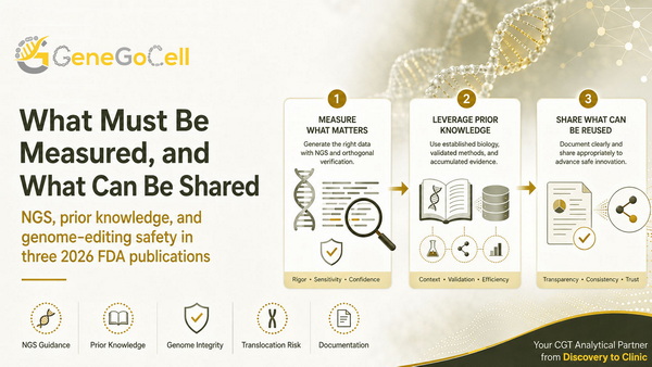 What Must Be Measured, and What Can Be Shared: NGS, prior knowledge, and genome-editing safety in three 2026 FDA publications
